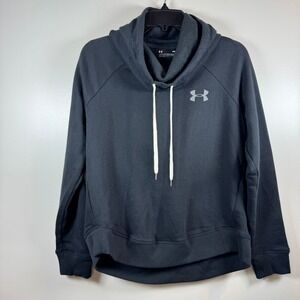 Under Armour Cowl Neck Hoodie Womens S Black Loose Fit Athlesure Gym Sporty Core